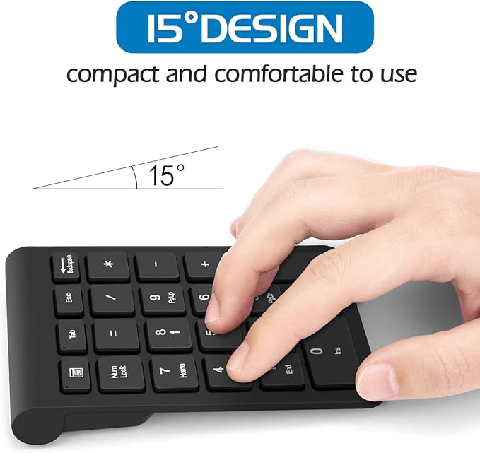 Foloda Wireless Number Pads, Numeric Keypad Numpad 22 Keys Portable 2.4 GHz Financial Accounting Number Keyboard Extensions 10 Key for Laptop, PC, Desktop, Surface Pro, Notebook