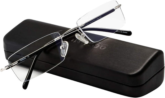FONHCOO Blue Light Blocking Glasses Anti Blue Ray Unisex Lightweight Rimless Frameless Rectangle Computer Gaming Glasses