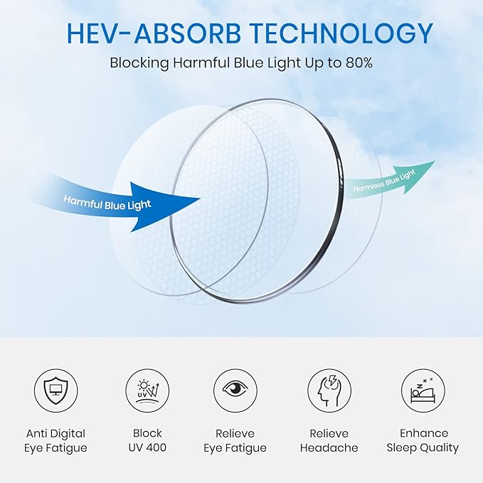 Cyxus Photochromic Blue Light Glasses for Men Women UV Protection Sunglasses Rimless Eyeglasses Ultralight Metal Square Eyewear