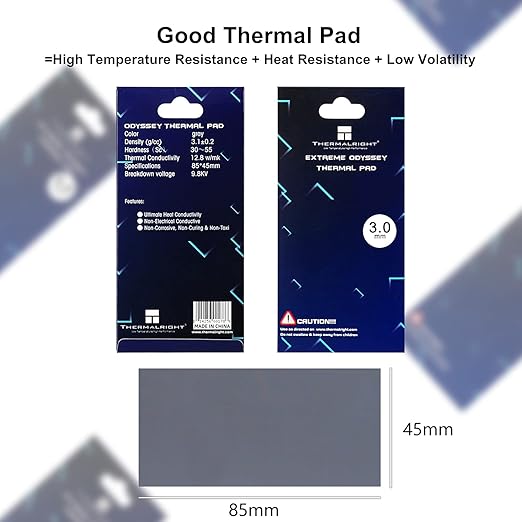 Thermalright Thermal Pad 3mm 12.8 W/mK, 85x45x3.0mm, Non Conductive Heat Resistance, Odyssey Silicone Thermal Pads for PC PS5 PS4 Laptop Heatsink GPU/CPU/SSD/VRAM/LED Cooler