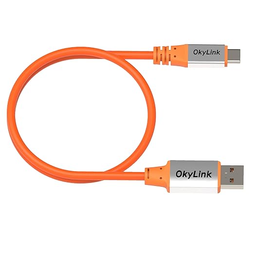 OkyLink 1.5ft (0.5M) USB 3.2 Gen 2 Type A to Type C Male to Male Cable - 10Gbps Long Range, Orange