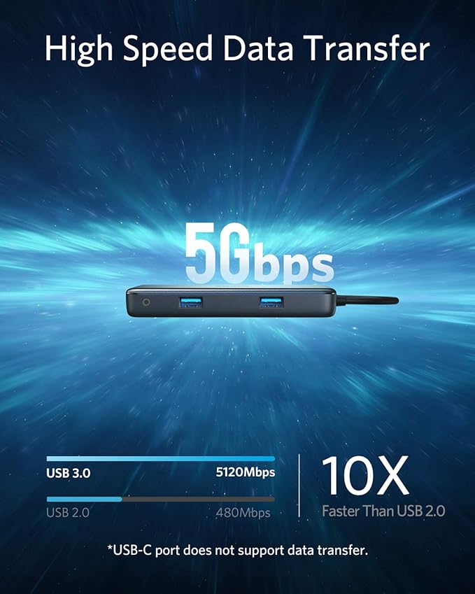 Anker USB C Hub, 7-in-1 USB C Adapter, with 4K HDMI, 60W Power Delivery, 1Gbps Ethernet, 2 3.0 Ports, SD and microSD Card Readers, for MacBook Pro and Other Laptops
