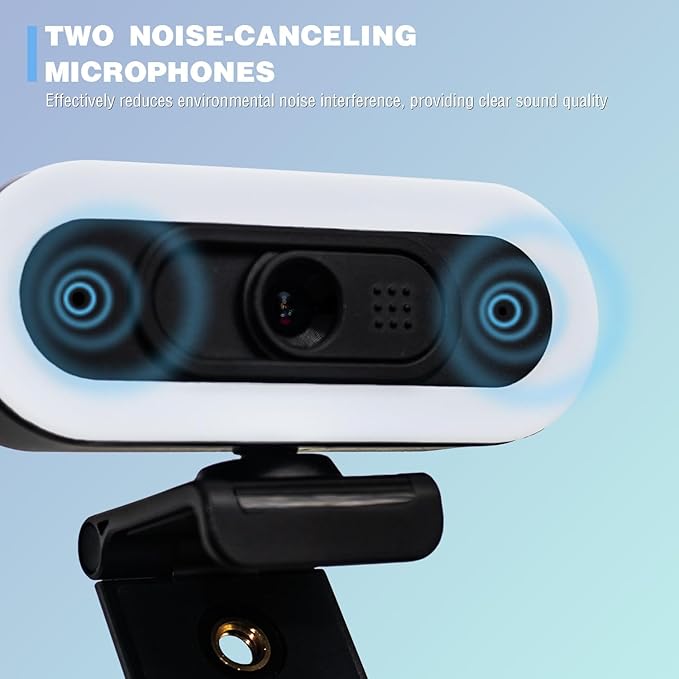 W4 2K Autofocus Webcam with Dual Mics & LED Light, 1080P 60fps/2K 50fps, USB Streaming Camera for PC, Laptop, Switch 2, Desktop - Plug and Play