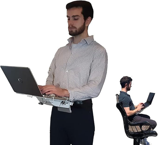 XTOP - Advanced Portable Desk for Laptop Computers, Gravity Defying Mobile Desk for Laptops - for use While Standing, Walking Around, Sitting, Reclining or Lying in Bed (Silver)