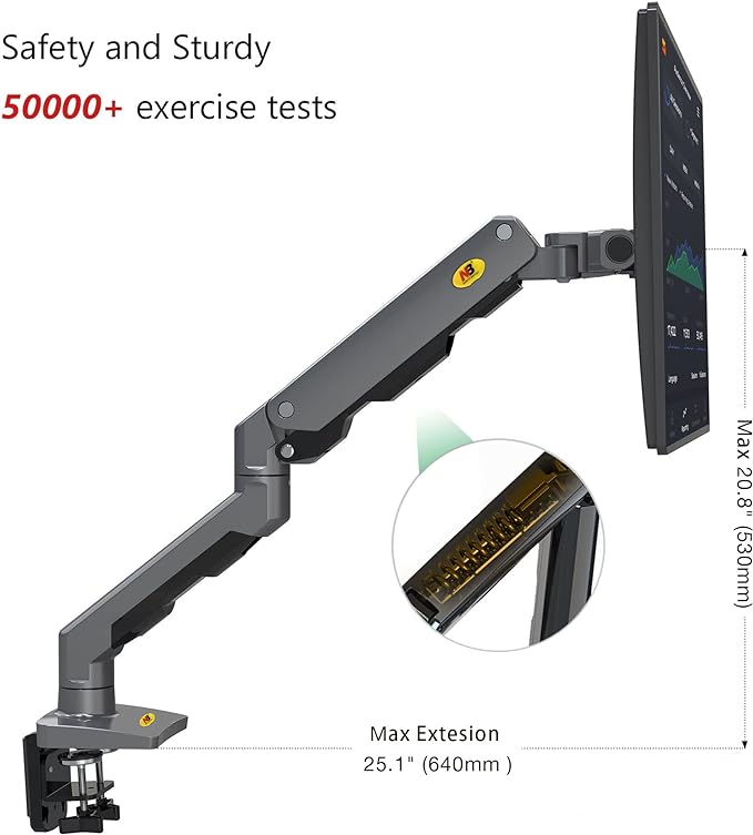 NB North Bayou Heavy Duty Monitor Arm Desk Mount, Full Motion Stand for 27"-45" Big Screens, 11lbs-33lbs Weight Capacity, Gaming Monitor Stand G60