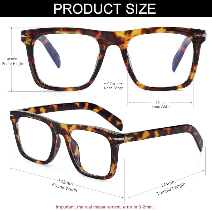 NIDOVIX Trendy Square Blue Light Blocking Glasses for Men Women, Fashion Frame Non-prescription Computer Glasses (Tortoise)