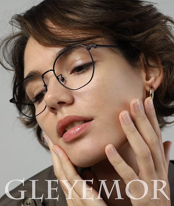 Gleyemor Blue Light Glasses for Women Men Vintage Octagonal Metal Gold Frame Computer Glasses