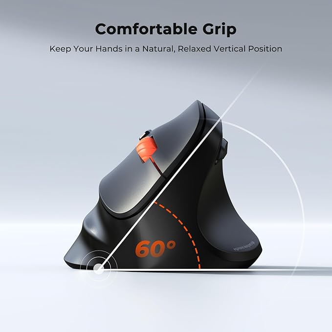 MEETION Ergonomic Mouse, Wireless Bluetooth Vertical Mouse with 3 Multi-Device for Bluetooth(5.3 * 2) & USB-A to USB-C Adapter, 4 DPI 1200-3200 Ergo Mice for Mac/Windows/Laptop/Computer(Large Hands)