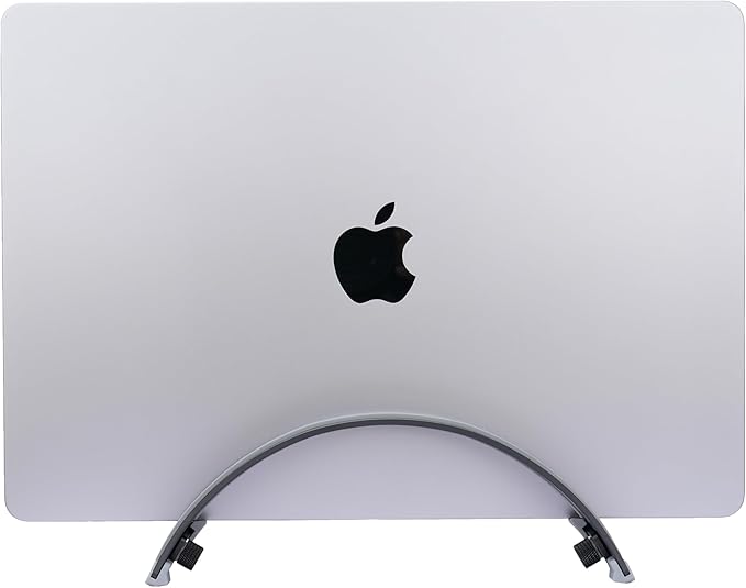 Adjustable Vertical Laptop Stand - 6061 Aluminum, CNC Precision, Anodized Finish, Fits All Laptops Including 17-inch, Ventilated Design, Anti-Slip Silicone Pads, ARC Shaped Stands