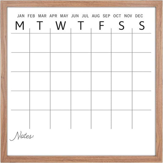 MCS Dry Erase Calander 24x24 Walnut Framed Monthly Calendar for The Wall, Stay Organized with Family Planner for Appointments, Sports, Events & More