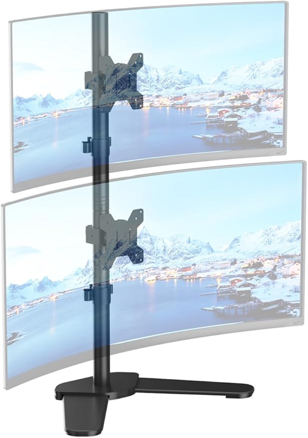 Dual Monitor Stand Free Standing Desk Mount Monitor Arm Fits Two Screens up to 32 inch 22 lbs Fully Adjustable Arms with Max VESA 100x100mm (ML7802)