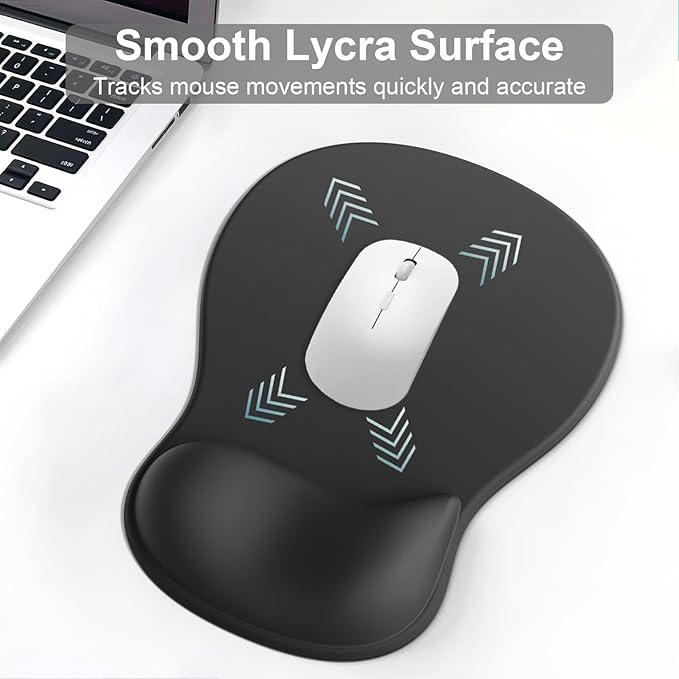 Ergonomic Mouse Pad with Wrist Rest and Keyboard Wrist Rest, Black Mousepad and Wrist Rest for Computer Keyboard, Pain Relief, Non-Slip PU Base, Gel Mouse Pad with Wrist Support for Gaming, Office