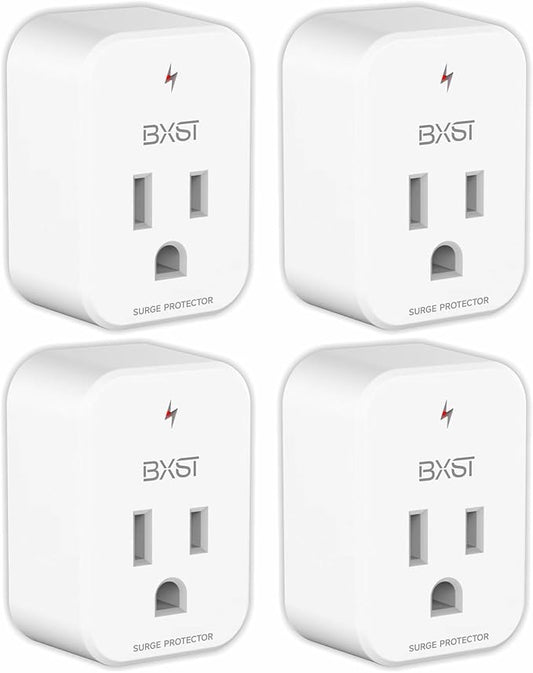 BXST Single Outlet Surge Protector for Refrigerator Small Wall Tap Surge Protector Single Plug 120V Small Socket Lightning Protection for PC, TV, Phone, PS5 and Home Appliances, 15A, 1800W, 4 Pack
