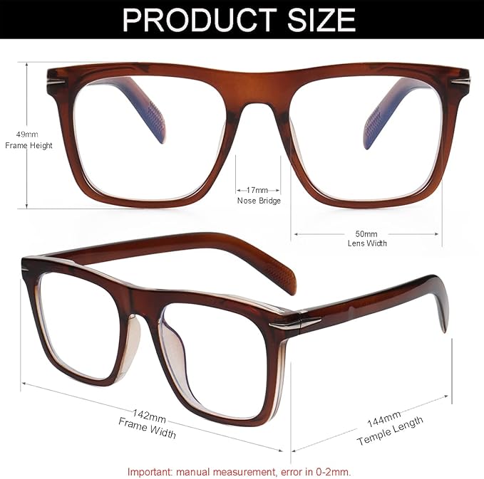 NIDOVIX Trendy Square Blue Light Blocking Glasses for Men Women, Fashion Frame Non-prescription Computer Glasses (Brown)