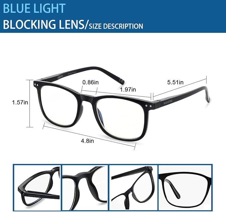 AOSM Blue Light Glasses for Men & Women,Gaming glasses Anti-Glare UV400 Protection,Blue Light Blocking to Relieve Eye Strain