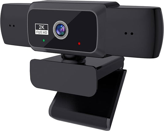 Hprosper 2K Webcam with Microphone & Light Correction, Autofocus USB Computer Camera with Privacy Cover, Wide Angle for PC, Laptop, Mac, Zoom, Conference Room, Streaming, Gaming, Video Calls