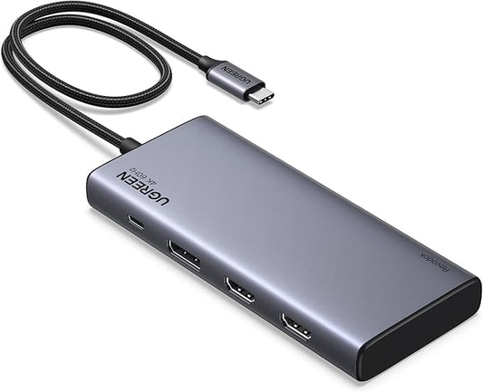 UGREEN 8 in 1 USB C Docking Station with Dual Monitor, 4K Triple Display USBC Hub with 2 HDMI, DP, 2 USB A&C 3.2 Ports, 100W PD, USB-C Dock Compatible for MacBook, Dell, HP, Lenovo, Surface etc