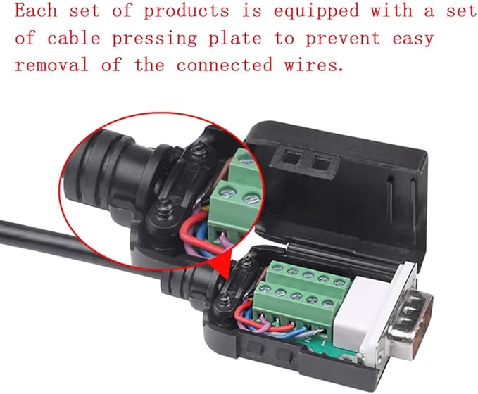 2PCS DB9 Solderless RS232 D-SUB Serial to 9-pin Port Terminal Male Adapter Connector Breakout Board with Case Long Bolts Tail Pipe (2PCS Thinner Male)
