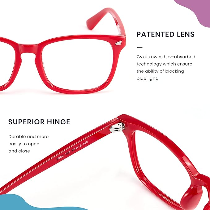 Cyxus Blue Light Glasses Men Women Reduce Eye Strain UV Blocking for Office Work Computer Screen 8082