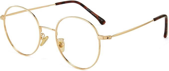 Cyxus Blue Light Glasses for Men and Women, Round Metal Frame Computer Eyeglasses for Office, Gaming, Reading 8090