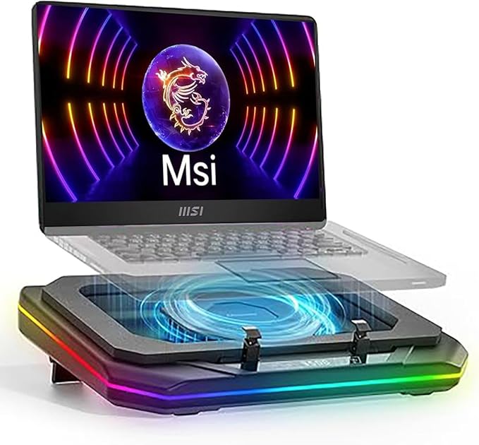 Cooling Pad for Msi Vector A18 HX 17 HX 16 HX AI GP66 GP76（Creator Z16 A16 Z16P A16 AI+ M14 17 16 15 Gaming Laptop with Powerful Turbo Fan Can Fast Cooling,6 RGB Light Mode,Touch Contr ﻿ ﻿