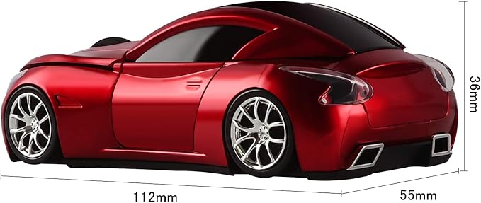 elec Space Cool Sport Car Shape 2.4GHz Wireless Mouse Optical Cordless Mice with USB Receiver for PC Laptop Computer 1600DPI 3 Buttons