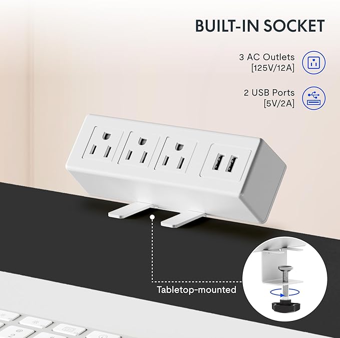 FLEXISPOT EN2 Standing Desk Frame with Clamp Power Strip and Cable Management Tray, Electric Sit Stand Desk Base with Memory Controller for Home and Office (White Frame Only)
