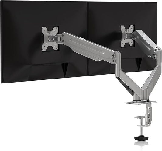 Suptek Dual Monitor Mount Stand-Height Adjustable Gas Spring Monitor Arm Desk Mount for 2 Computer Screens 17 to 32 inches - Each Arm Holds up to 22lbs,Silver(MD8SPS)