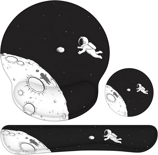 Ergonomic Mouse Pad with Wrist Rest and Keyboard Wrist Rest, Mousepad and Wrist Rest for Computer Keyboard, Pain Relief, Non-Slip Rubber Base, Mouse Pad with Wrist Support for Gaming, Astronaut