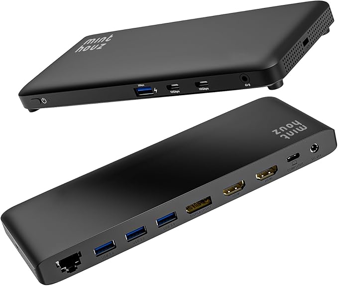 Minthouz 12-in-1 Docking Station Triple Display, 4K@144Hz/8K@30Hz, 2X HDMI + 1x DisplayPort, 100W PD, 10Gbps USB-C, 1Gbps Ethernet, for Windows/Mac/Chrome