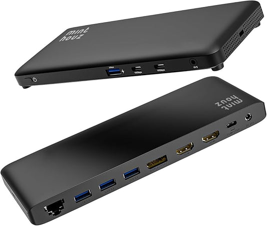 Minthouz 12-in-1 Docking Station Triple Display, 4K@144Hz/8K@30Hz, 2X HDMI + 1x DisplayPort, 100W PD, 10Gbps USB-C, 1Gbps Ethernet, for Windows/Mac/Chrome