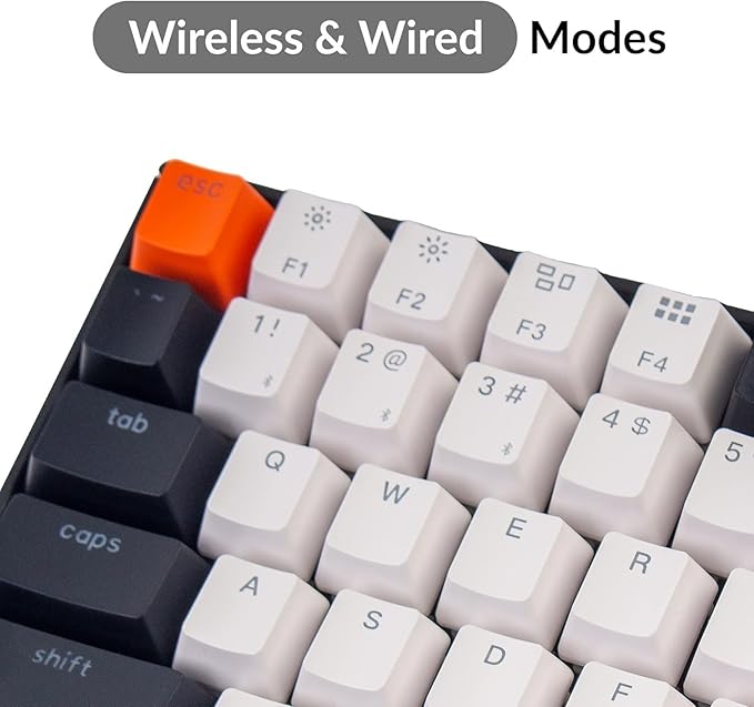 Keychron K2 75% Layout 84 Keys Hot-swappable Bluetooth Wireless/USB Wired Mechanical Keyboard for Mac with Super Red Switch/Double-Shot PBT Keycaps/White LED Backlit for Windows Version 2