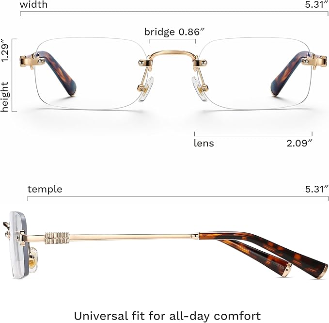 livho Ultra-Light Statement Glasses — Rectangular Metal Blue-Light Frames for Women