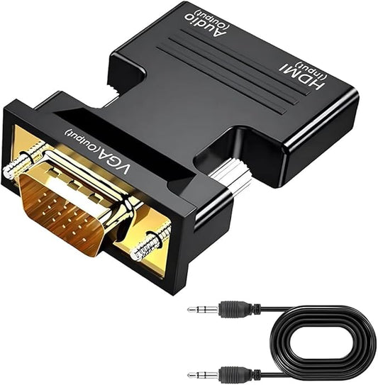 HDMI to VGA Adapter, HD 1080P Audio Video Converter with 3.5mm Jack,Gold-Plated Connector (Female to Male) for Computers,desktops,laptops,PCs,Monitors,projectors,HDTVs,Raspberry Pi,Roku,Xbox,etc