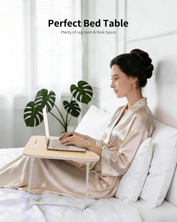Ruxury Folding Lap Desk Bed Desk Laptop Table Tray, Breakfast Serving Tray, Portable & Lightweight Mini Table for Sofa Couch Floor - Wood