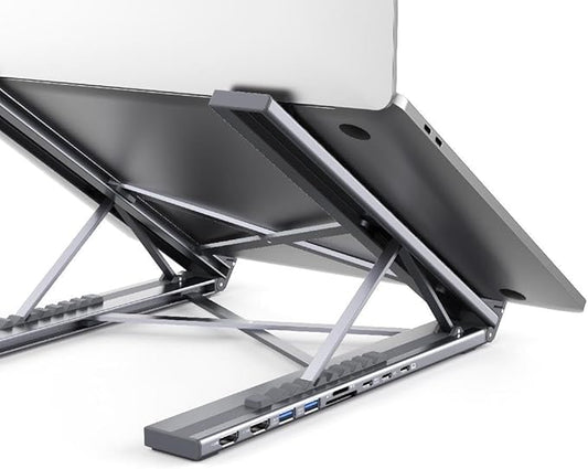 Laptop Docking Station Stand, 9 in 1 USB C Hub Dual 4K@60Hz HDMI, Portable Laptop Stand with USB Ports, USB C Multiport Adapter USBC Dock Station Computer Holder for MacBook Pro/Air, Dell, HP, Lenovo