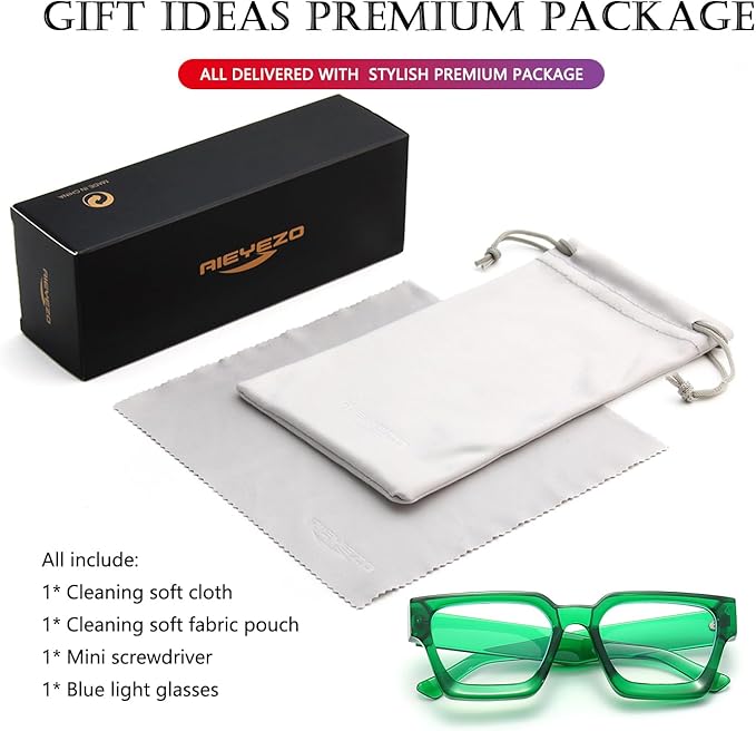 AIEYEZO Square Thick Frame Glasses for Women Men Fashion Blue Light Glasses Trendy Chic Computer Eyeglasses