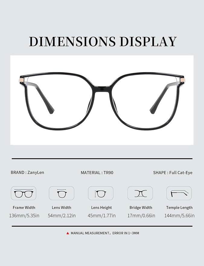 Vintage Cat-eye Blue Light Blocking Glasses for Women, Lightweight TR90 Fashion Eyeglasses