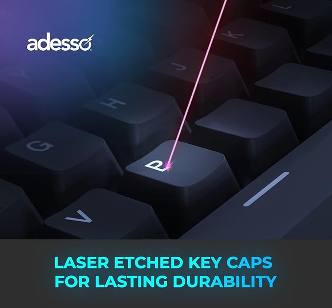 Adesso EasyTouch 1000 Wired/Wireless/Bluetooth Multi-OS Illuminated Mechanical VIA Mini Keyboard with Copilot Ai Hotkey