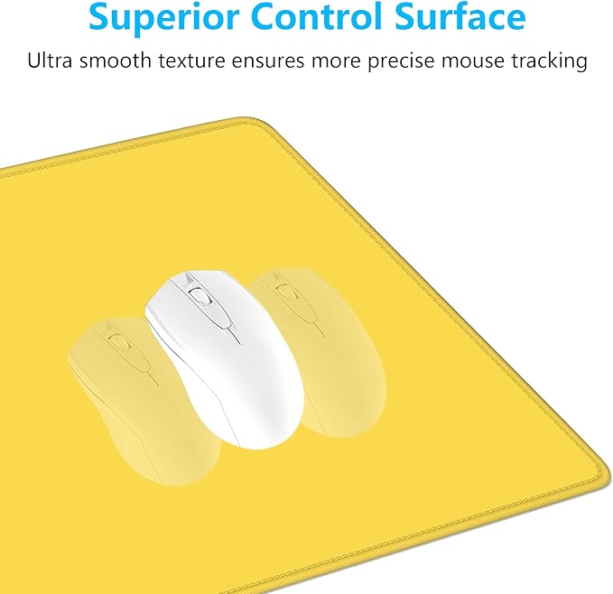 Dapesuom Large Mouse Pad, Extended Gaming Mouse Mat with Stitched Edges, Full Size Desk Mats with Non-Slip Base, Computer Big Desktop Keyboard Pad for Gamer, Laptop, Office, 23.6 x 11.8 in, Yellow