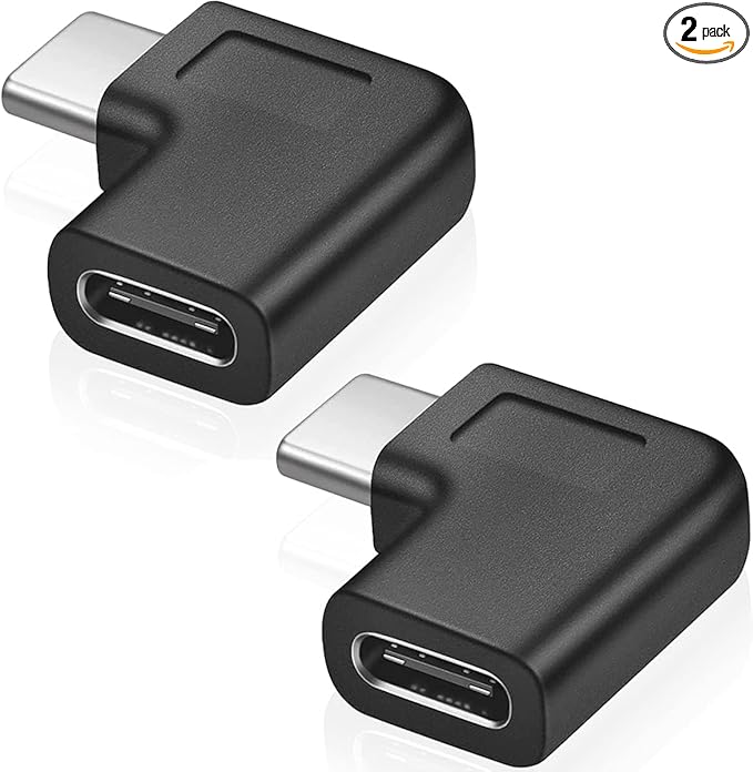 USB C Right Angle Adapter,90 Degree USB C to USB Type-C Male to Female Adapter Convertor Extension, for Laptop & Tablet & Mobile Phone (2 Pack).