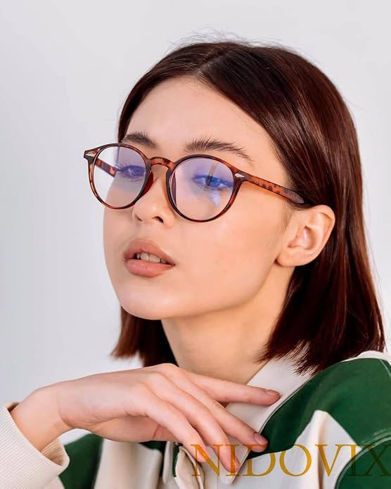 NIDOVIX Retro Round Blue Light Blocking Glasses for Men Women, Vintage Frame Non-prescription Computer Reading Eyeglasses