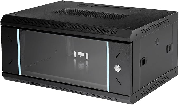 4U Server Cabinet Case Wall Mount Network Server Data Cabinet Enclosure Rack with Glass Locking Door 110 lbs Max for Offices & Data Centers (23.62"x17.72"x9.45")