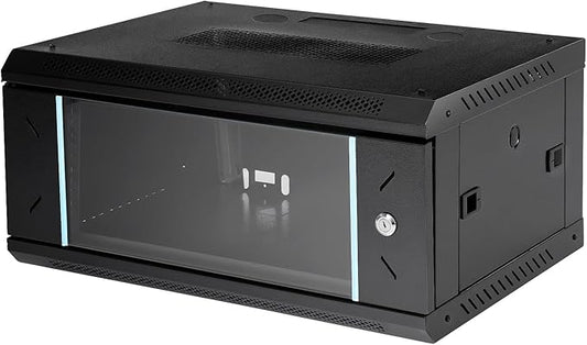 4U Server Cabinet Case Wall Mount Network Server Data Cabinet Enclosure Rack with Glass Locking Door 110 lbs Max for Offices & Data Centers (23.62"x17.72"x9.45")