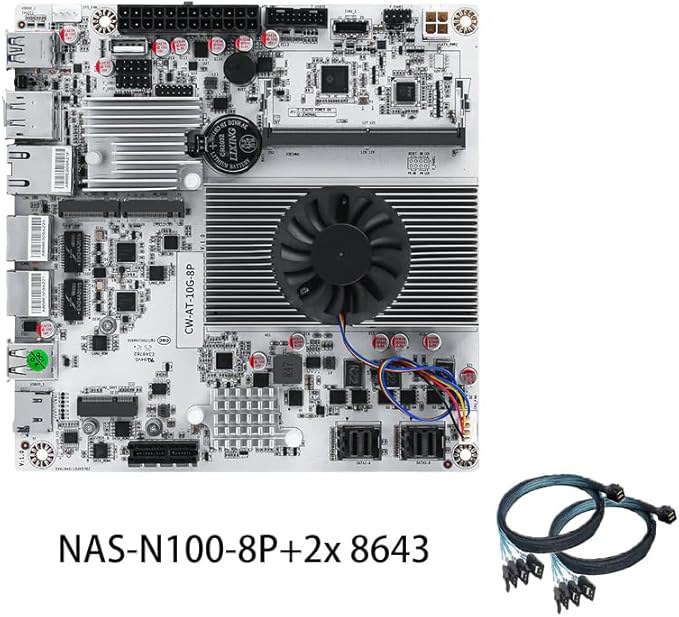 8-Bay NAS Mini ITX 10Gbps NAS Motherboard Adaptable to Support 8sata One 10Gbps Electrical Port Two 2.5G Electrical Ports Two m.2 nvme Two pcie3.0 Type-c 10Gbps (N150+2x8643)