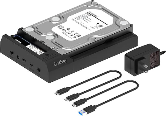 Dual-Bay Hard Drive Docking Station M.2 NVME+ SATA SSD/HDD Enclosure with Offline Clone, USB-C 10Gbps Hard Drive Dock, Tool-Free Design for Windows/Mac/Linux