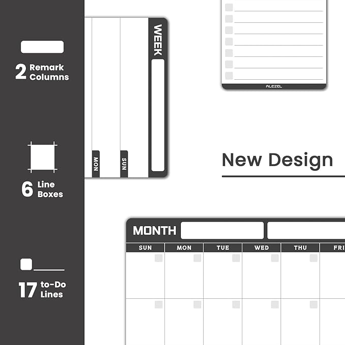 Magnetic Dry Erase Calendar for Refrigerator, Vertical Calendar Whiteboard for Fridge, Includes Magnetic Monthly Calendar & Weekly Dry Erase Board, List Board, 4 Markers + Eraser