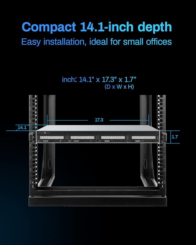 TERRAMASTER U4-500 NAS Storage - 4Bay Core i3 1215U Ultra-Short 1U Rackmount NAS, 8GB DDR5 RAM, Dual 10GbE Ports, Network Attached Storage Peak Performance for Business (Diskless)