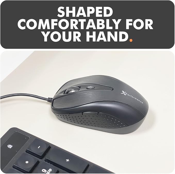 X9 Wired Keyboard and Mouse Combo | USB Mouse and Keyboard (Mouse Pad Included) Ergonomic Full Size Corded Computer Keyboard and Mouse for PC Windows Desktop Laptop