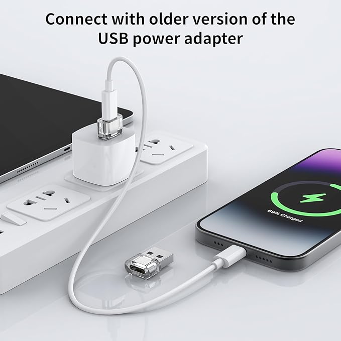 1000 Packs USB A to USB Clear Adapter,USB C Female to A Male Charger Converter Compatible with Apple Watch Ultra iWatch 8 7,iPhone16 15 14 13 Pro Max Plus,iPad 9 10 Air 5 Mini 6,Car,Galaxy S23